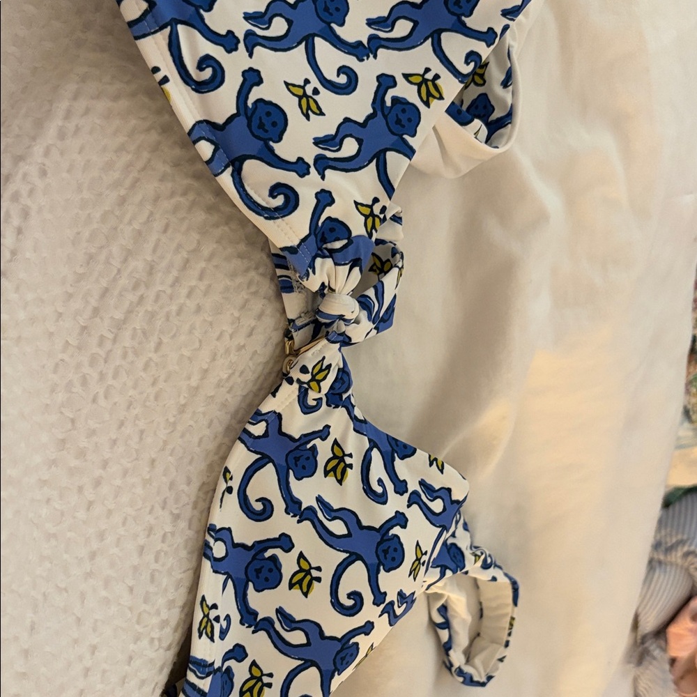 Roller Rabbit Blue and White Monkey Print Bikini